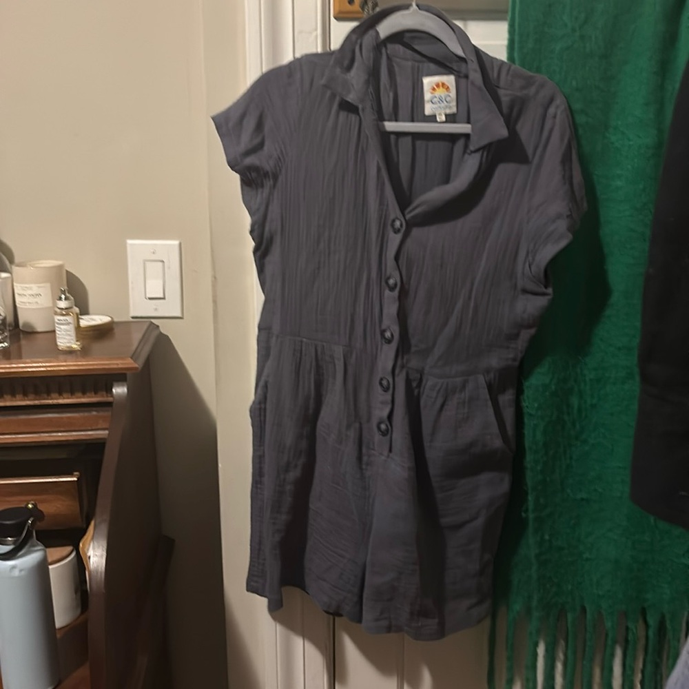 Gray/blue romper - like new!